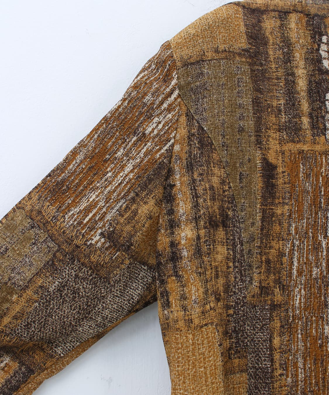 일본 수입 빈티지 옐로우 패턴 핀턱 블라우스 상품이미지3