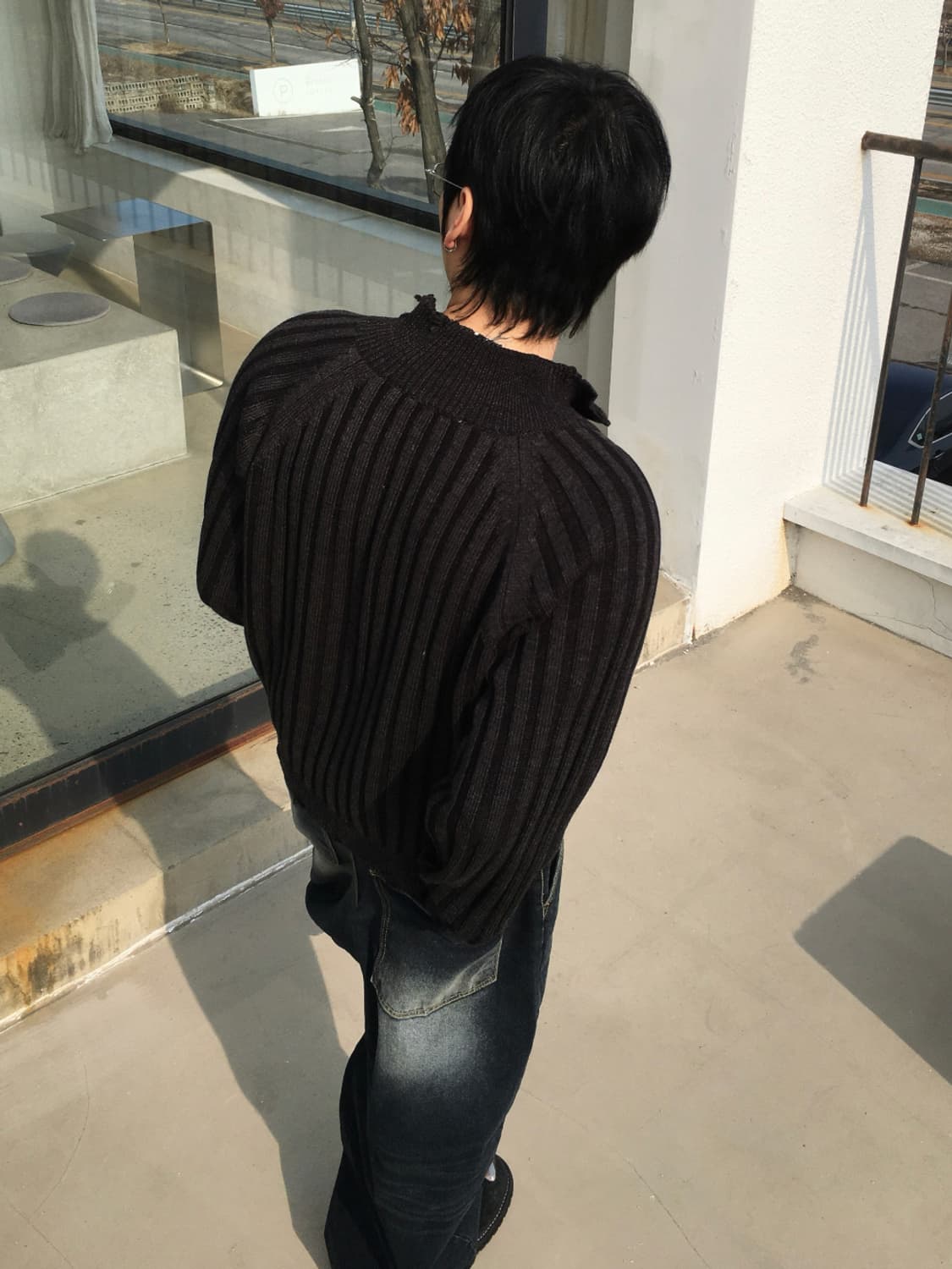 디서먼트 리브드 니트집업 상품이미지2