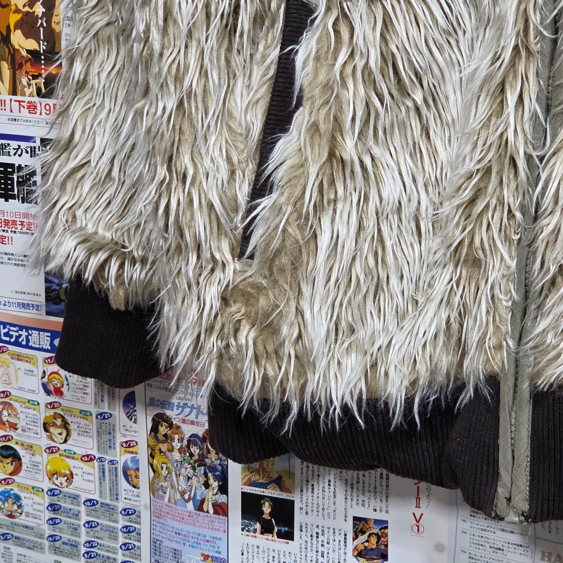 빈티지 에코 샤기 퍼 리버시블 카키 브라운 점퍼 상품이미지5