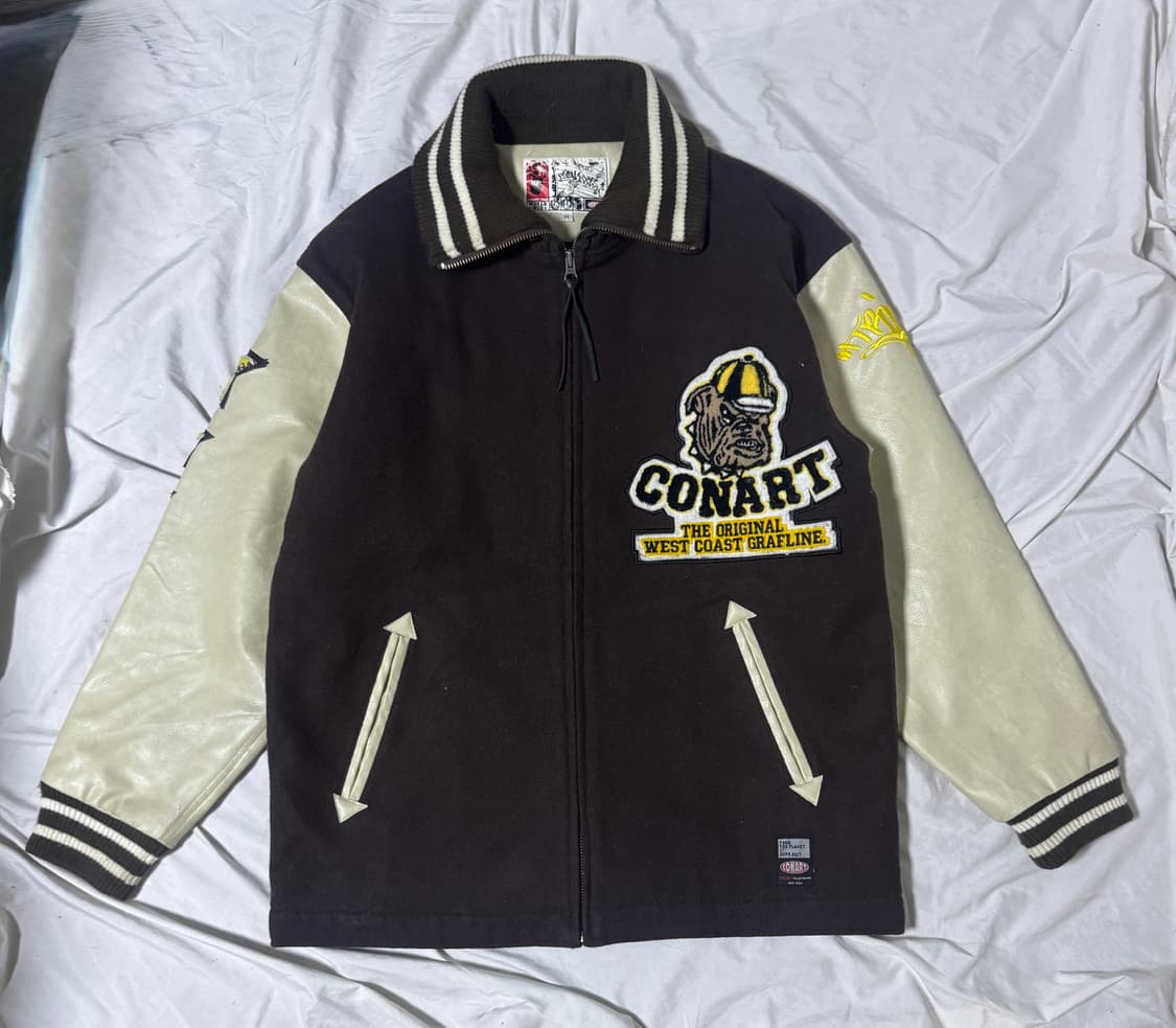 Conart 그래피티 패치 울 레더 바시티 자켓 스트릿 올드스쿨 상품이미지2