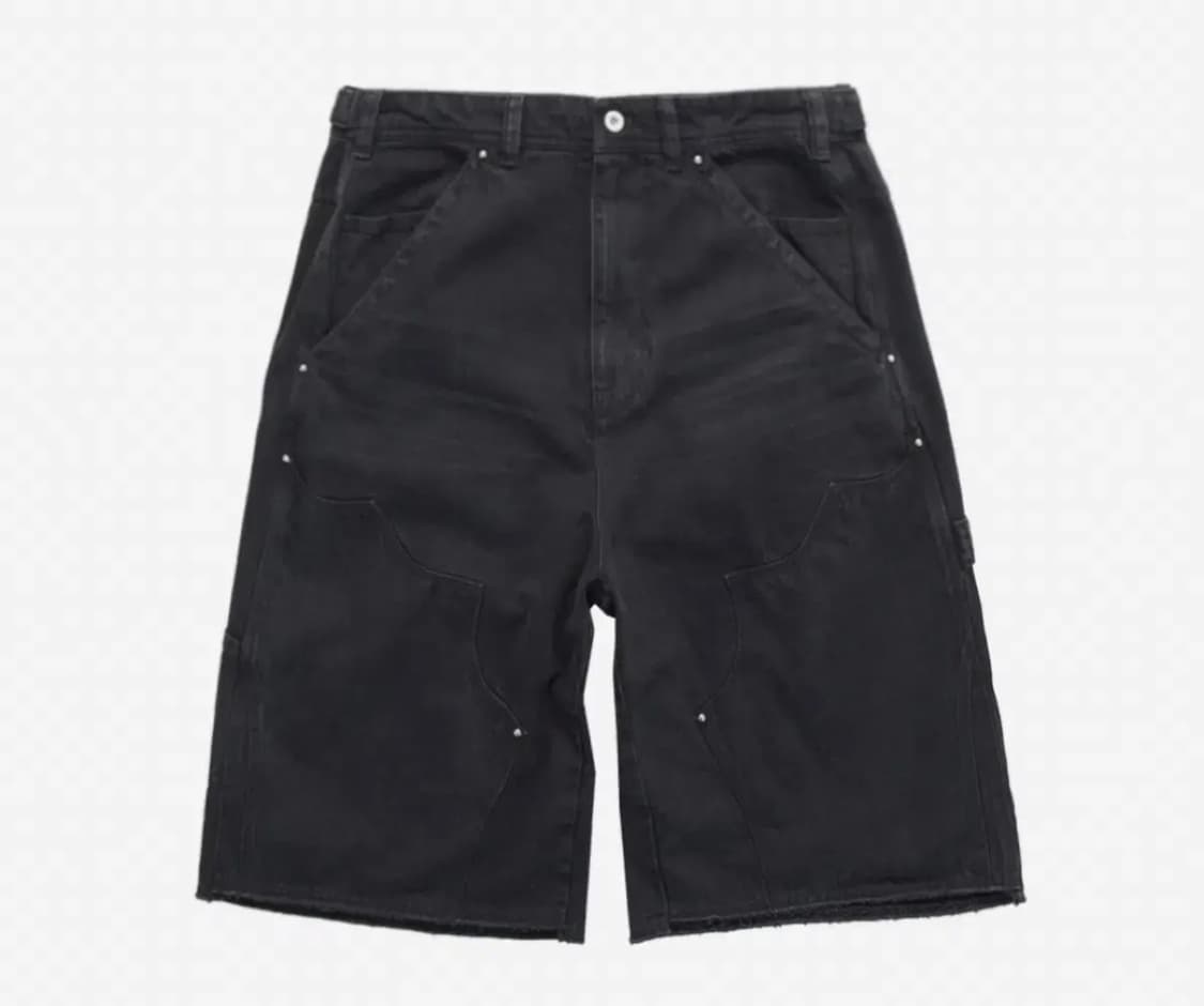 폴리테루 1011 더블니 1/2팬츠 워시드 블랙 상품이미지1