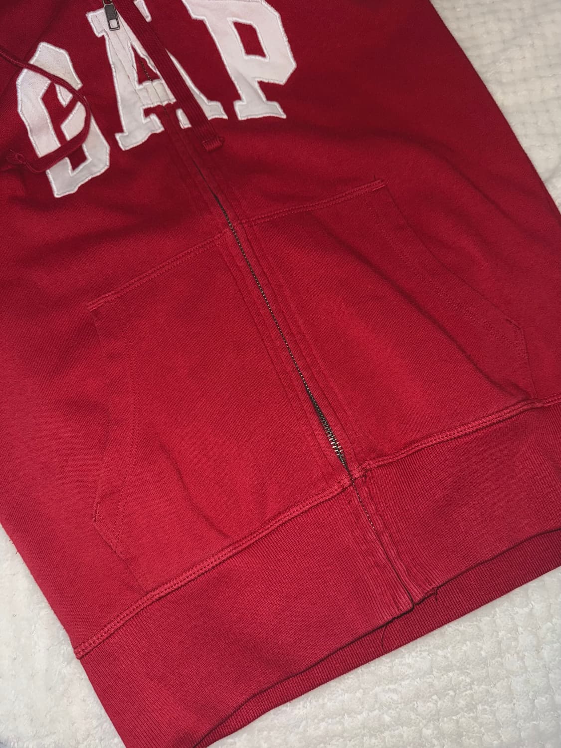 갭 슬림핏 딱붙핏 빈티지 후드집업 딥레드 키키 상품이미지4