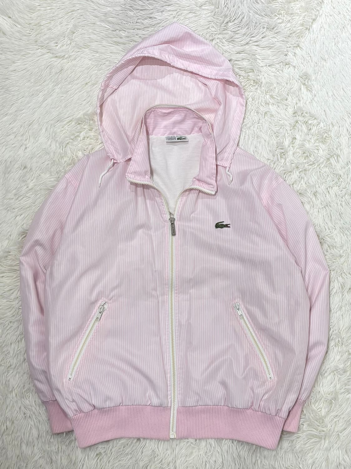 라코스테 90‘s 베이비핑크 스트라이프 블루종 자켓 상품이미지3