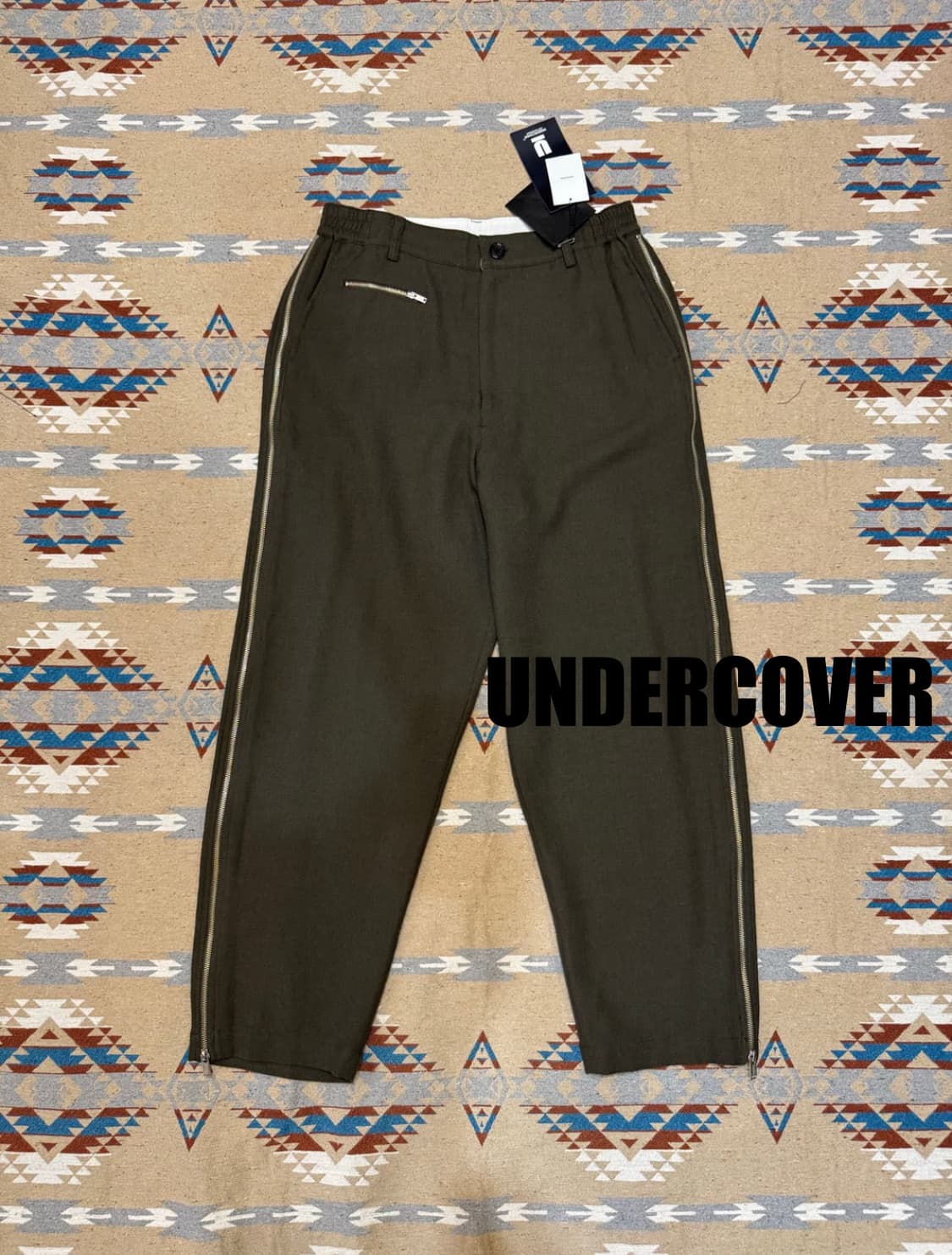 [3][L] 언더커버 지퍼 울 슬랙스 카키 상품이미지1