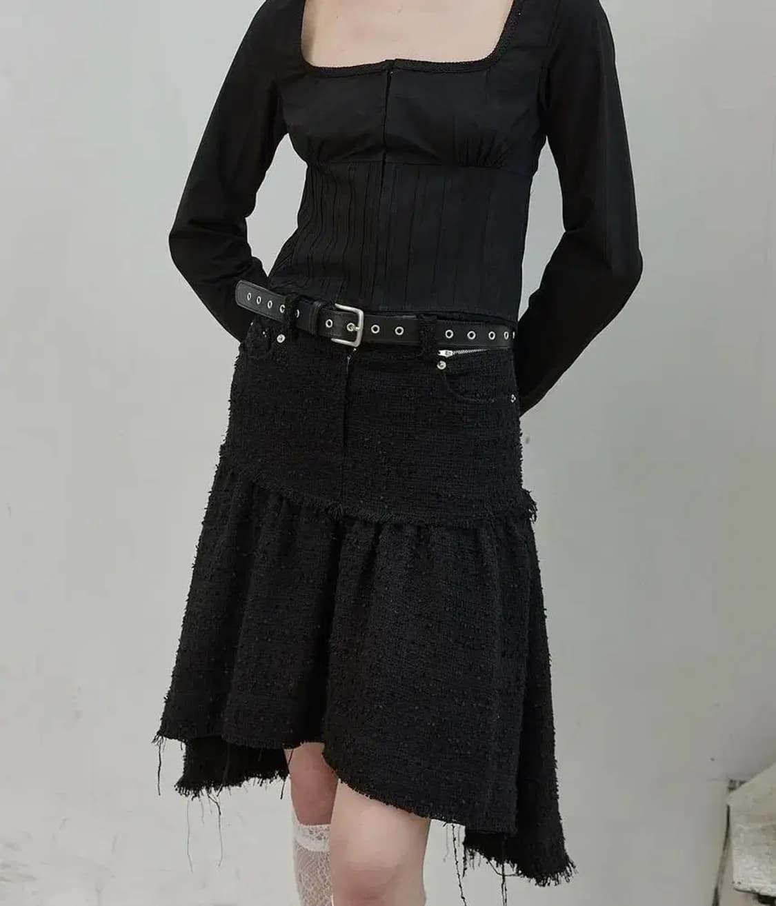 Cerric 언발란스 트위드 스커트 상품이미지1