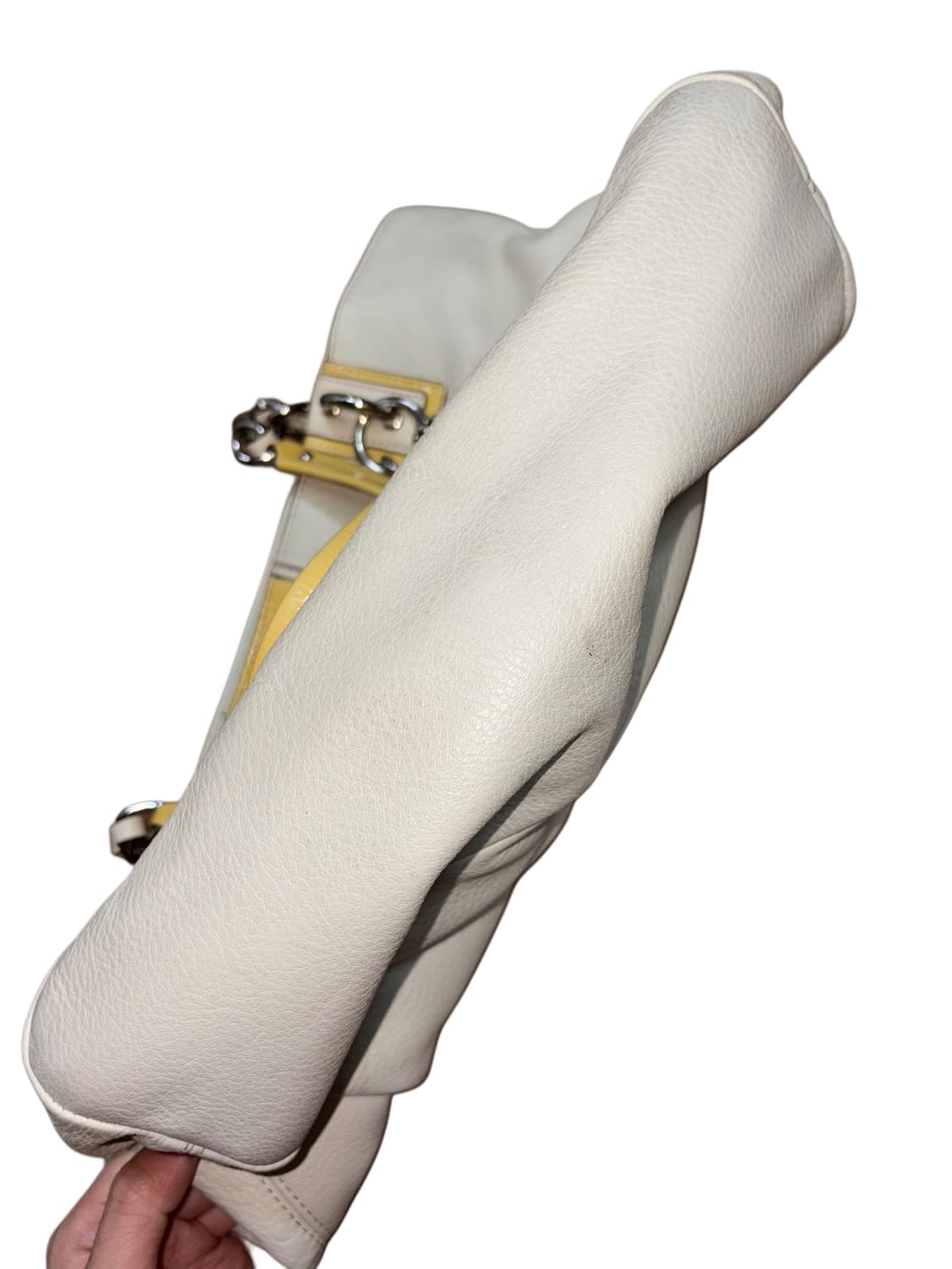 코치 크림& 옐로우 실버금장 토트백 상품이미지3