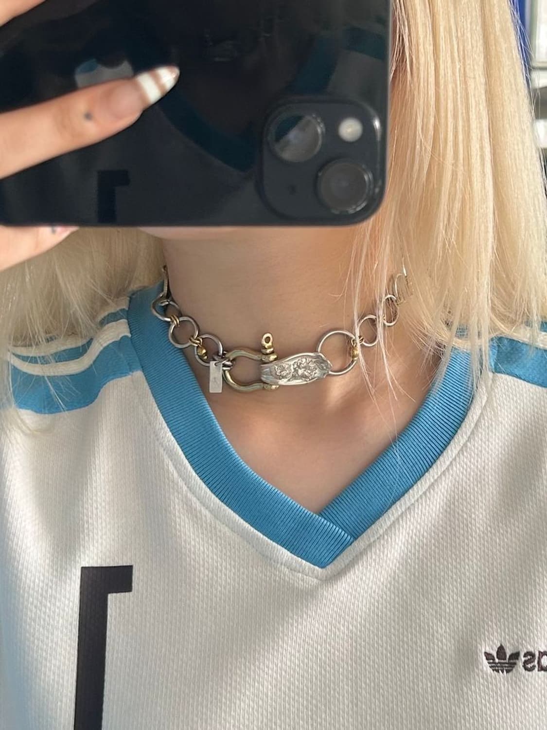 X SILVER WITH 금과 은으로 된 코인 초커 상품이미지1