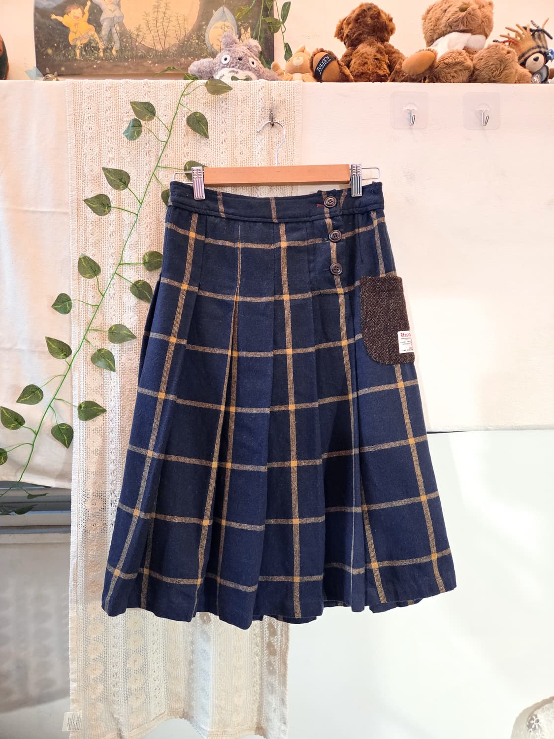 체크 미디 스커트 상품이미지1