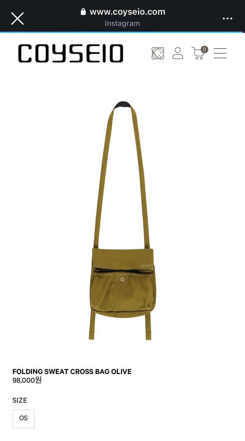 Coyseio FOLDING SWEAT CROSS BAG OLIVE 상품이미지1