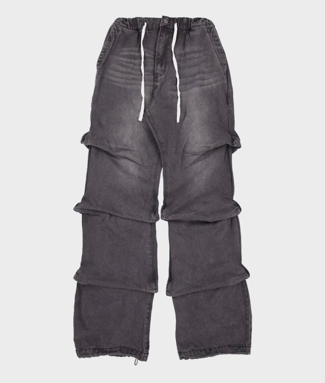 낫포너드 셔링 와이드레그 데님팬츠 블랙 L 상품이미지1