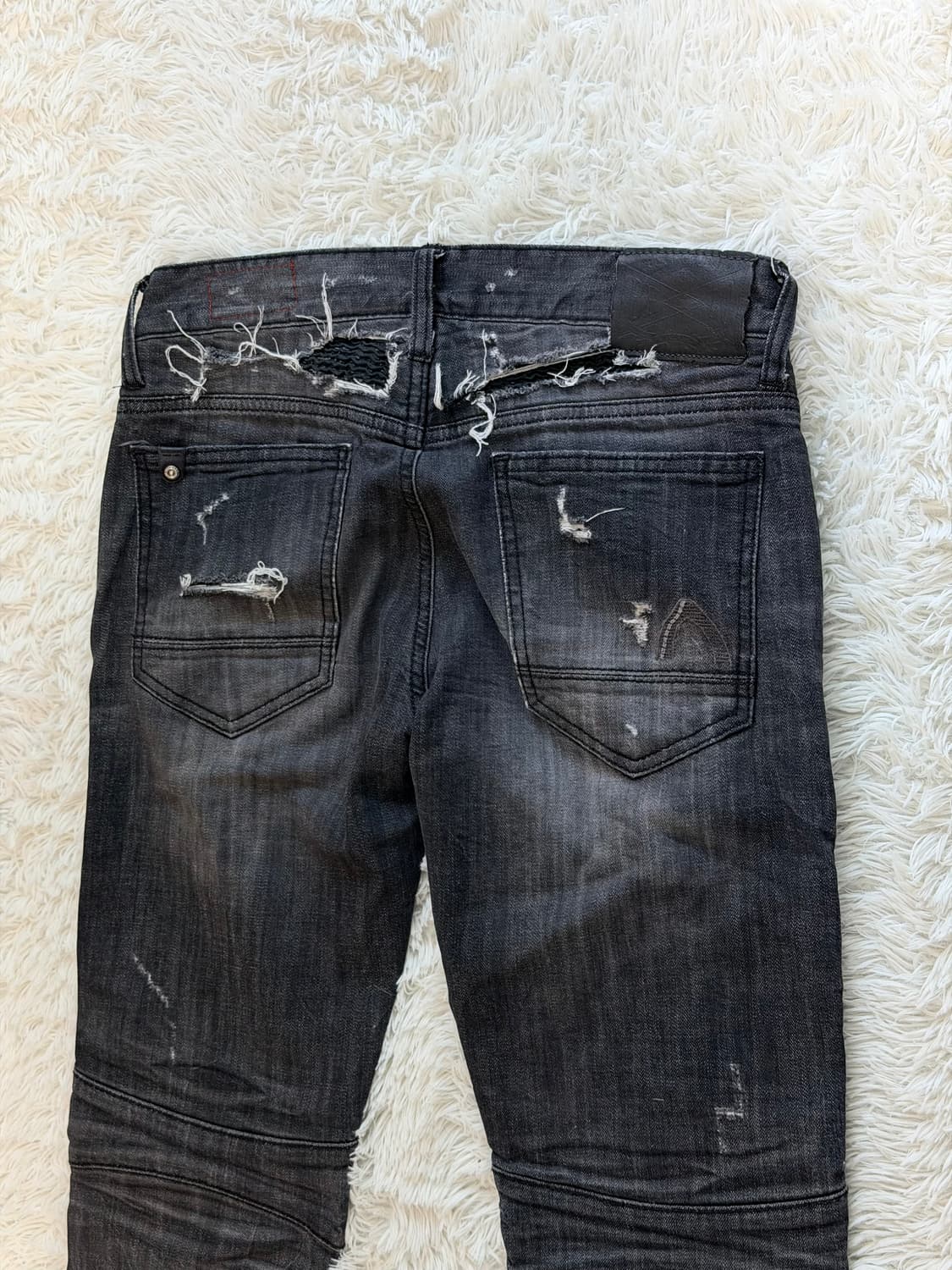 버커루(BUCKAROO) 빈티지 디스트로이드 블랙 바이커 진 상품이미지5