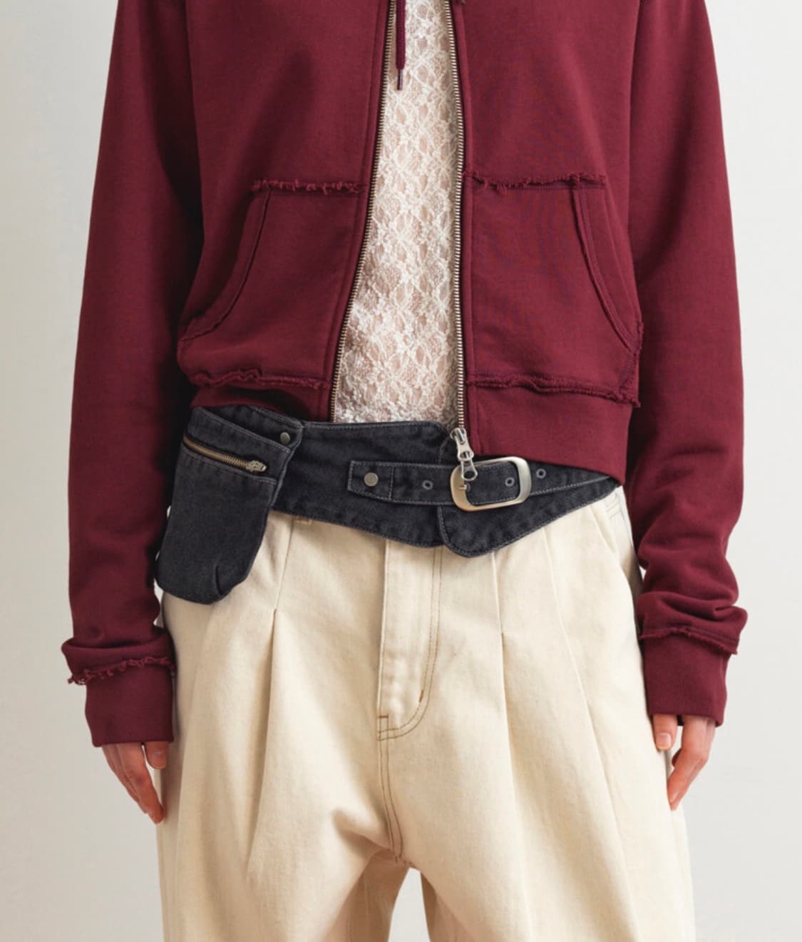 아옵트 aopt 데님 포켓 벨트백 블랙 상품이미지1