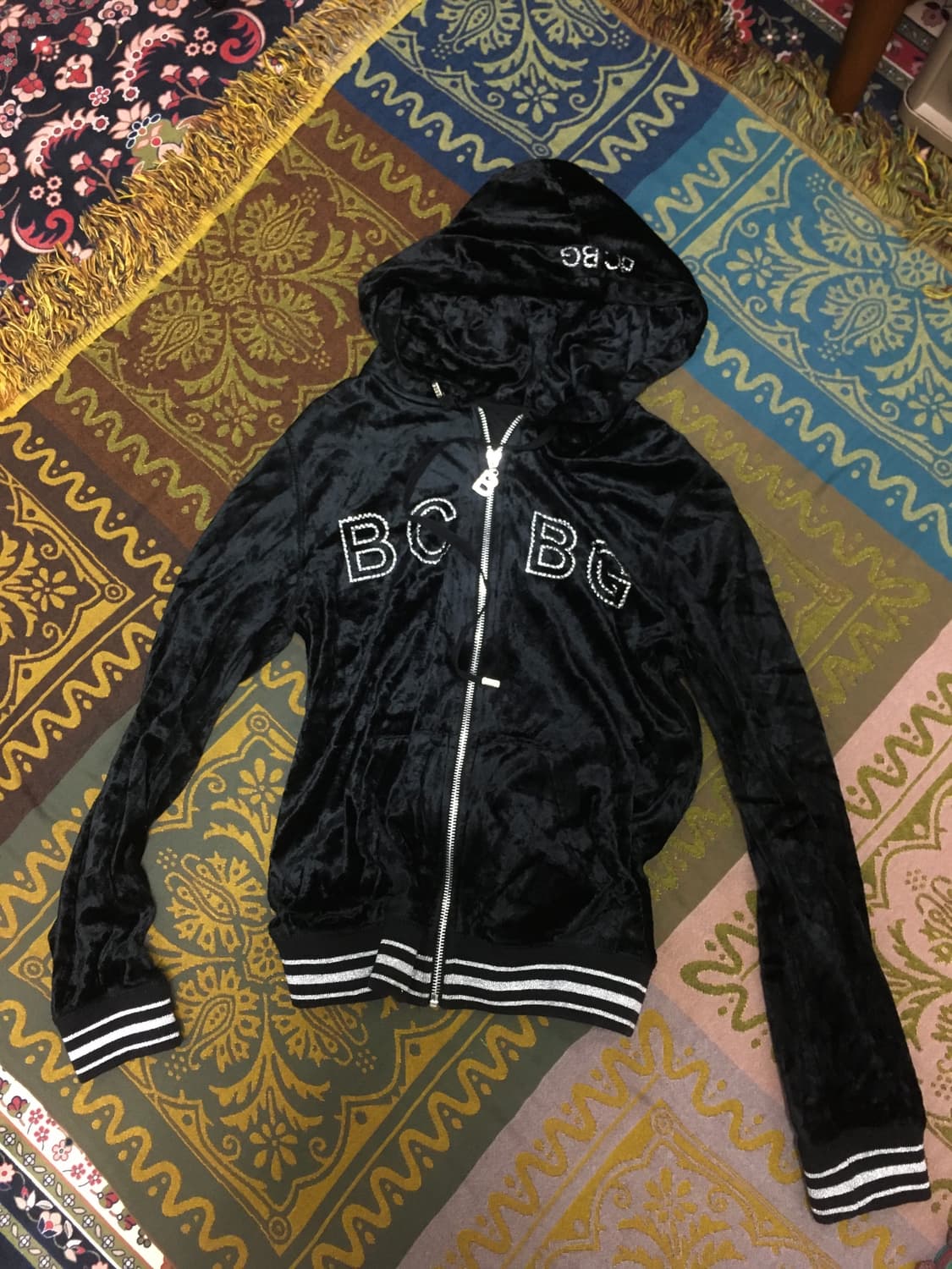 BCBG cubic velvet hood zipup 상품이미지1