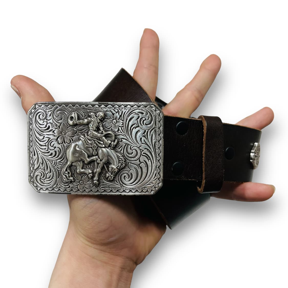 CAVENDER's 서부시대 웨스턴 빅 버클 레더 벨트 상품이미지1