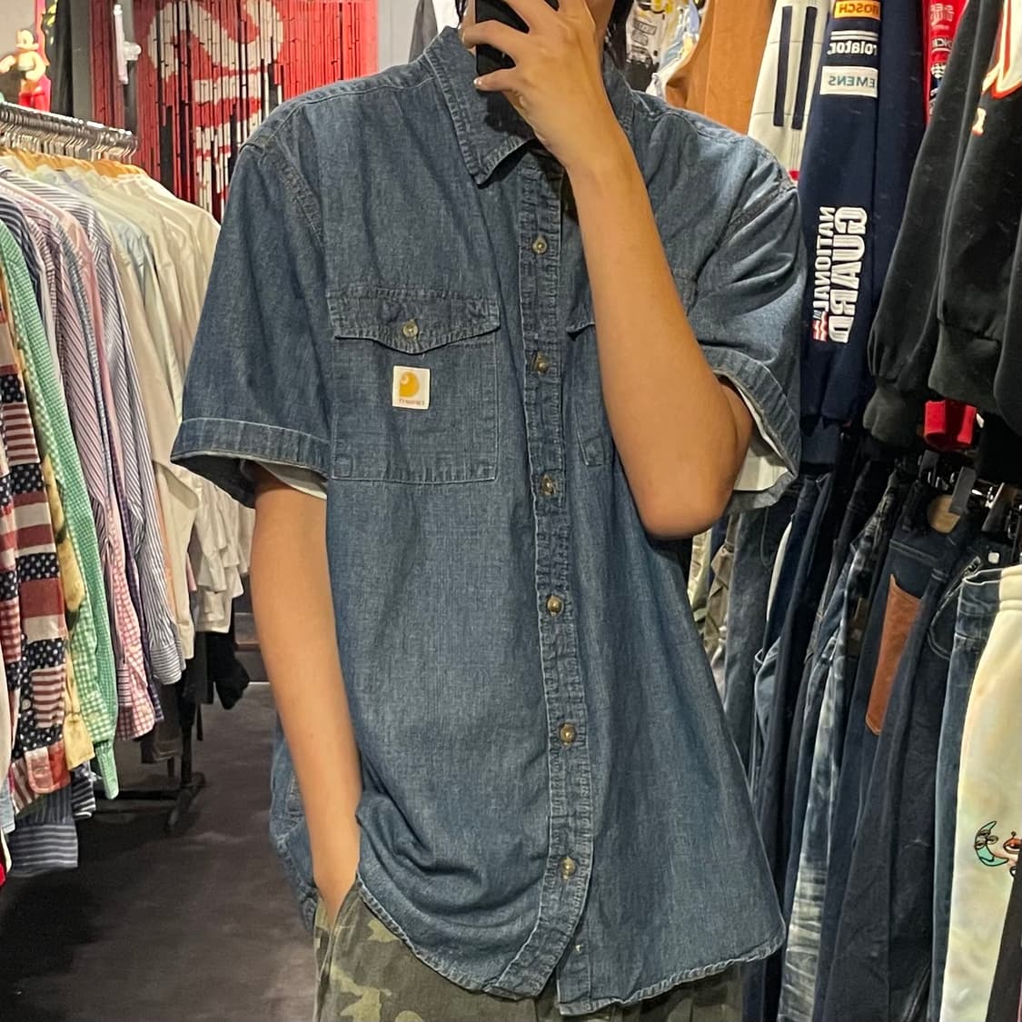 [IM] carhartt 칼하트 진청워싱 데님 반팔셔츠 상품이미지5