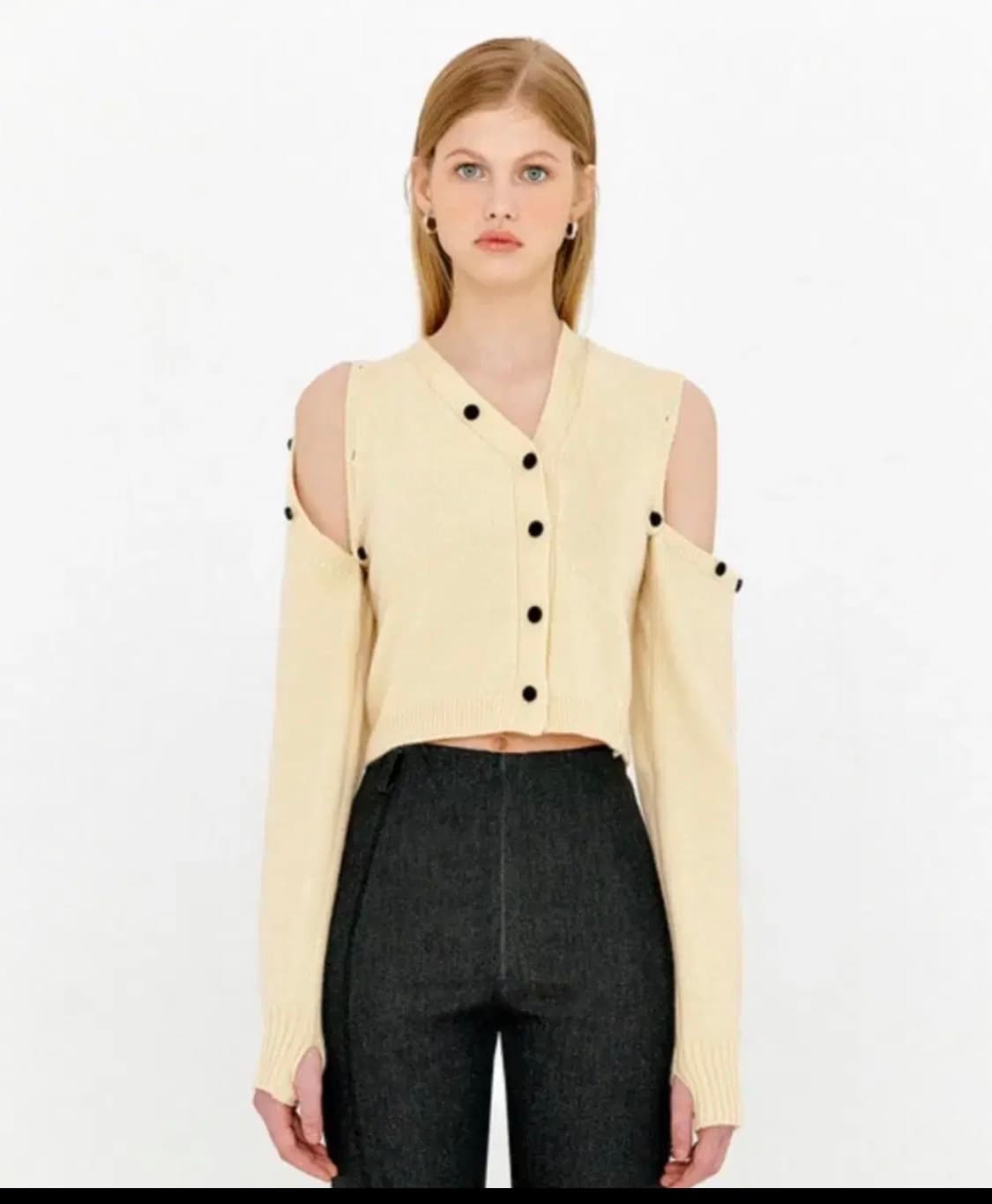 Yuse 유즈 캐시미어 언발란스 가디건 버터 상품이미지1