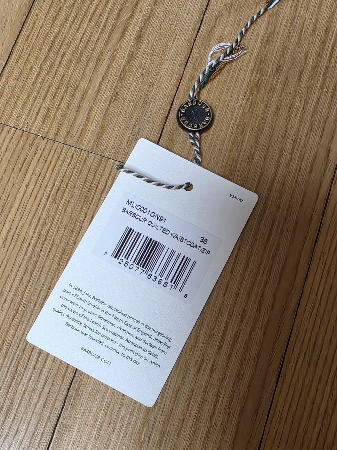 바버 퀼팅 베스트(웨이스트코트/집인라이너) 38 사이즈 상품이미지7