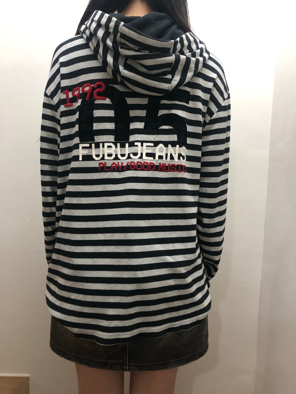 빈티지 푸부 스트라이프 그레이 후디 상품이미지8