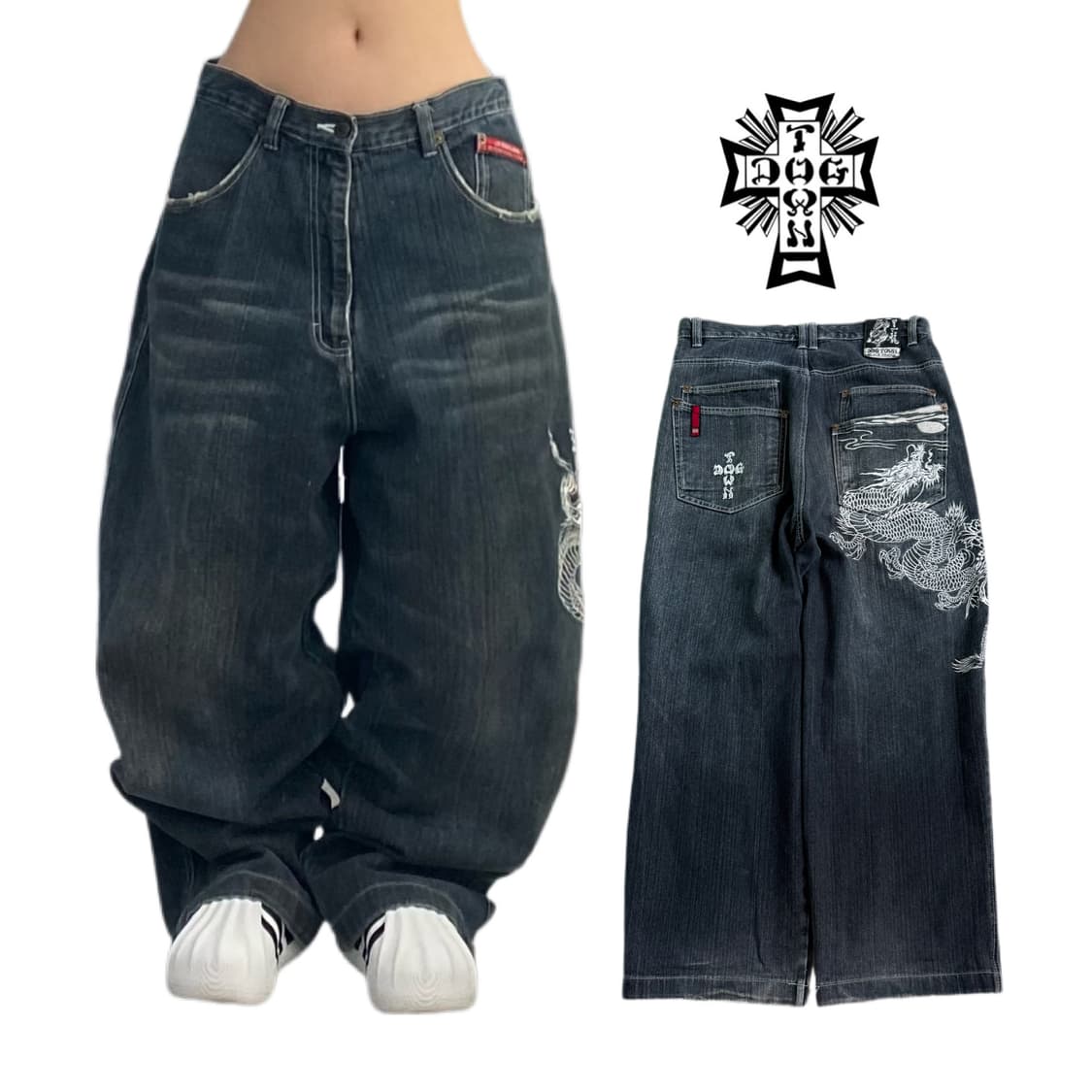 DOGTOWN 도그타운 독타운 드래곤 용자수 오리엔탈 와이드 데님팬츠 상품이미지1