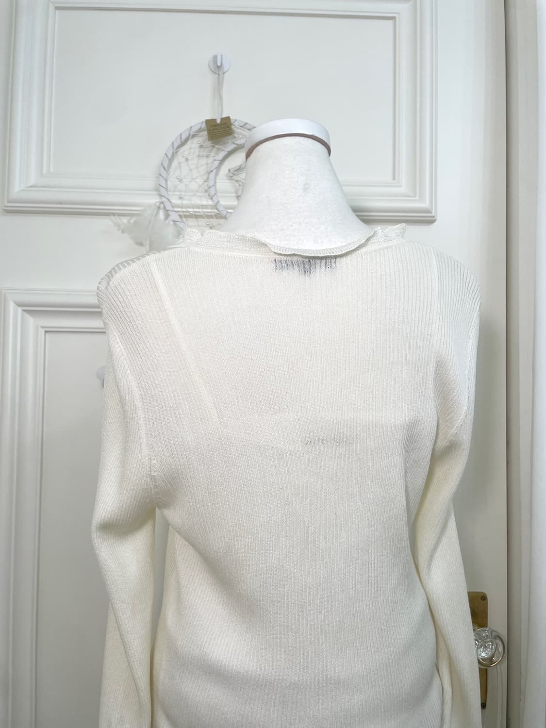 ivory frill v-neck rib cardigan(size-40) 상품이미지4