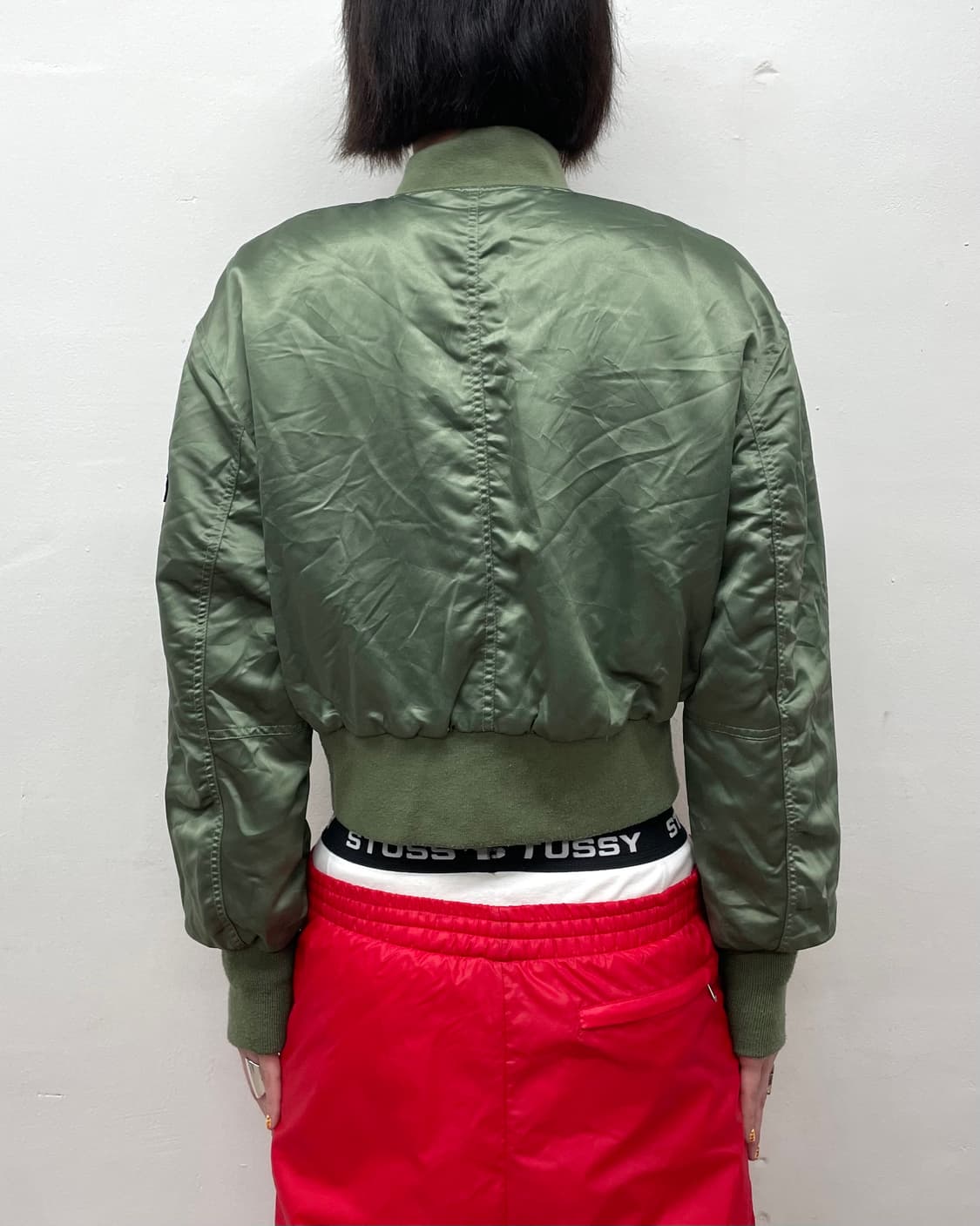 American cropped glossy Bomber jacket 상품이미지2