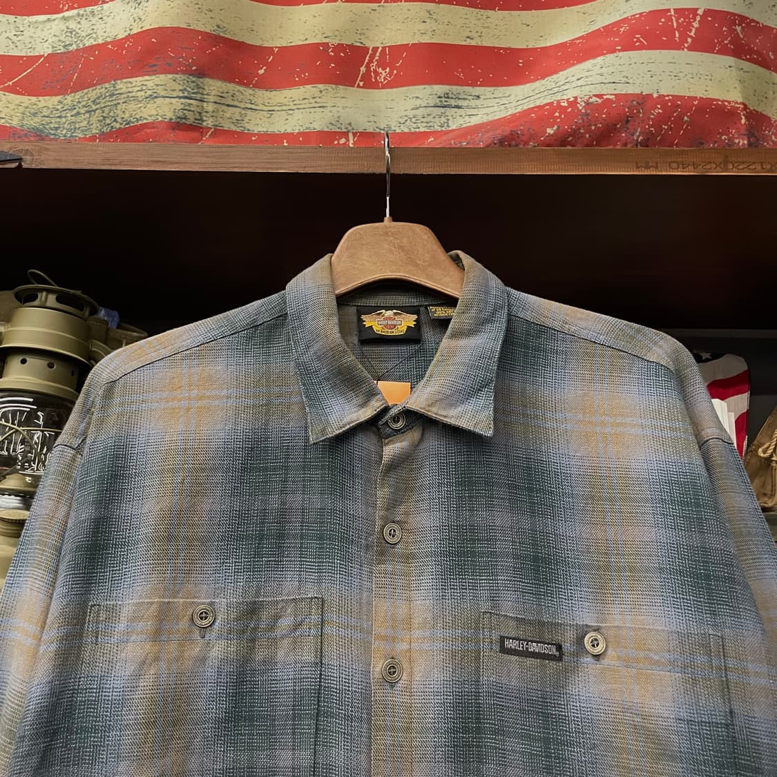 할리데이비슨 디스트레스드 포켓 로고 멀티 체크 셔츠 상품이미지3