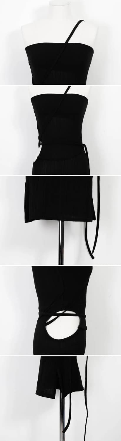 바이러니원 스위트 스트랩 레이어드 홀 원피스 상품이미지3