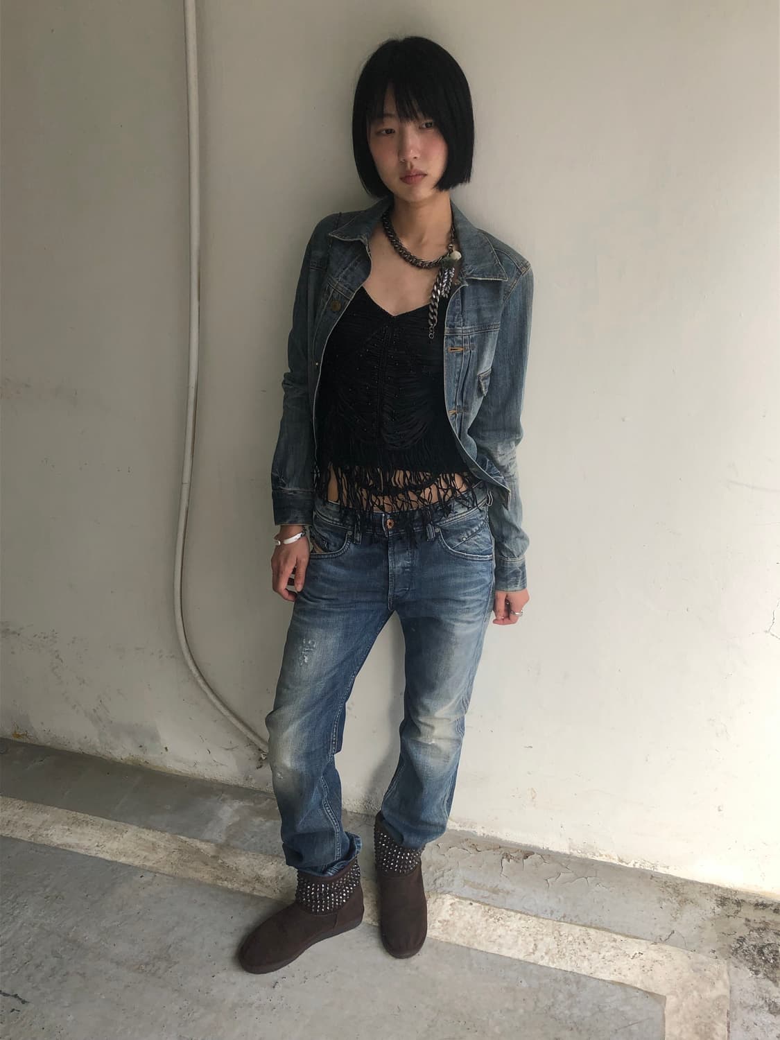 vtg washed denim jacket  상품이미지5