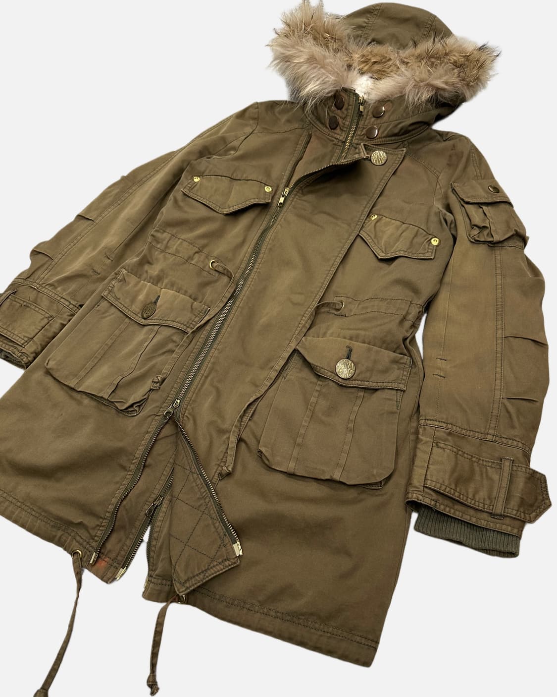 SPIRAL GIRL khaki fur hood parka 상품이미지3