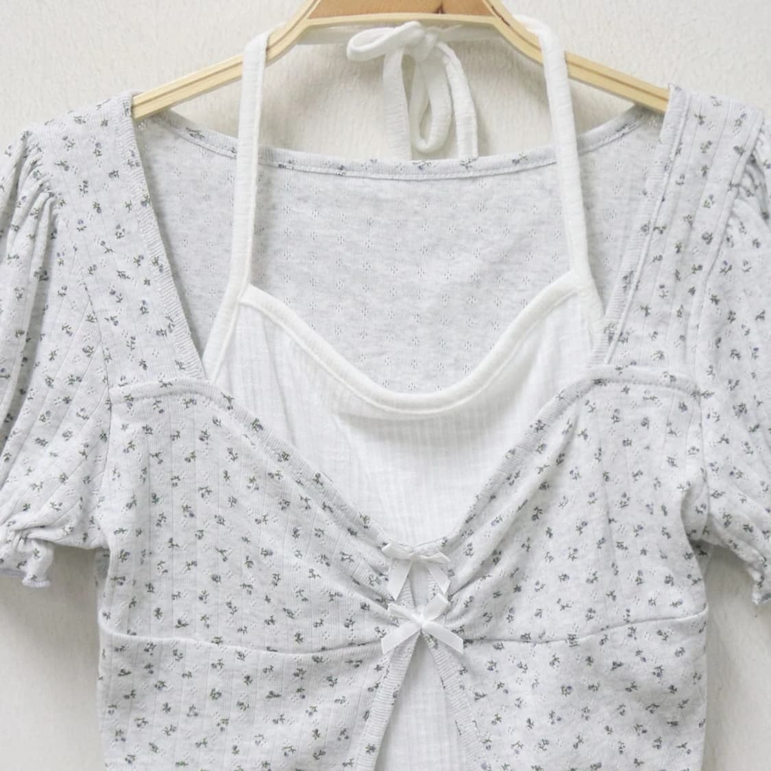 홀터넥 나시 가디건 반팔 티셔츠 66473 상품이미지3