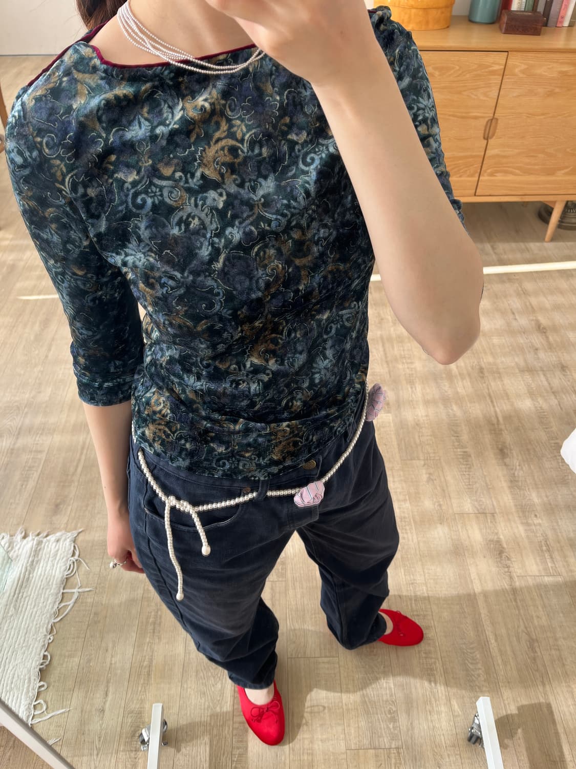 Blue Smoke Velvet Top 상품이미지3