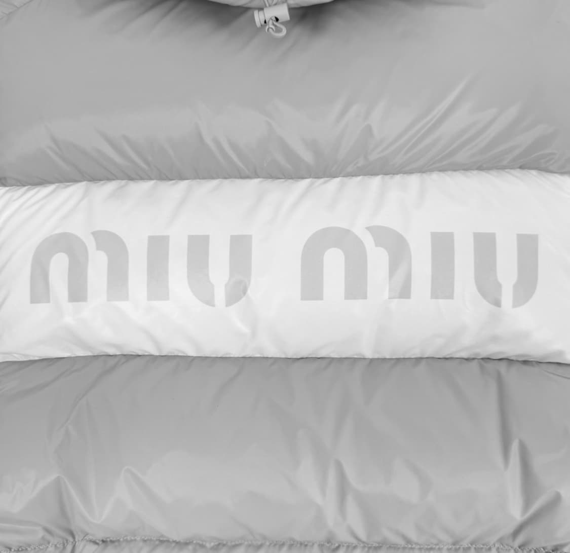 [40] 미우미우 여성 백로고 푸퍼 후드 나일론 다운 패딩 자켓 그레이 상품이미지4