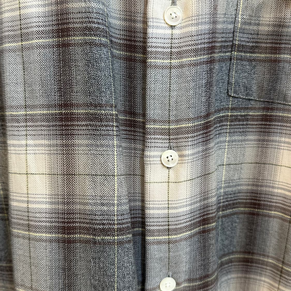 오라리 울 체크 셔츠 헤링본 그레이 4  상품이미지5