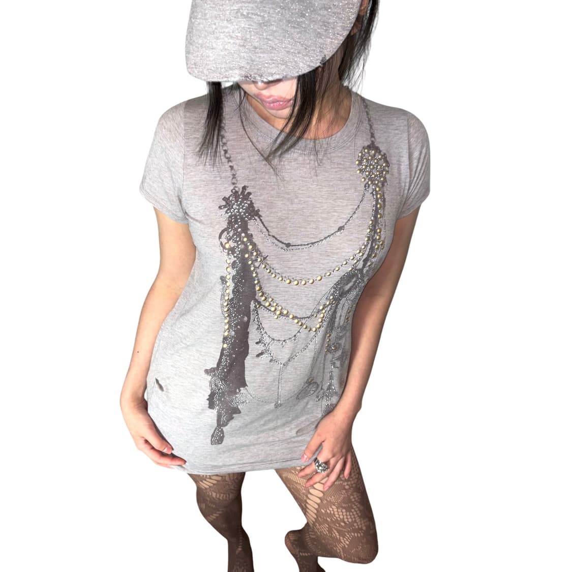 gray metal necklace top   상품이미지2