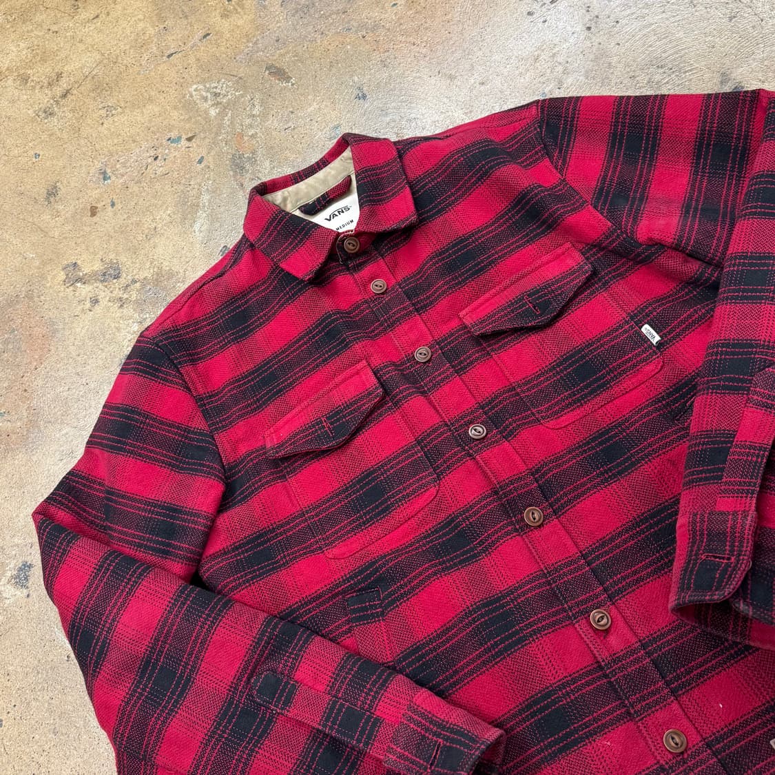 [정품/M] 반스 레드 블랙 체크 셔츠 b19 상품이미지1