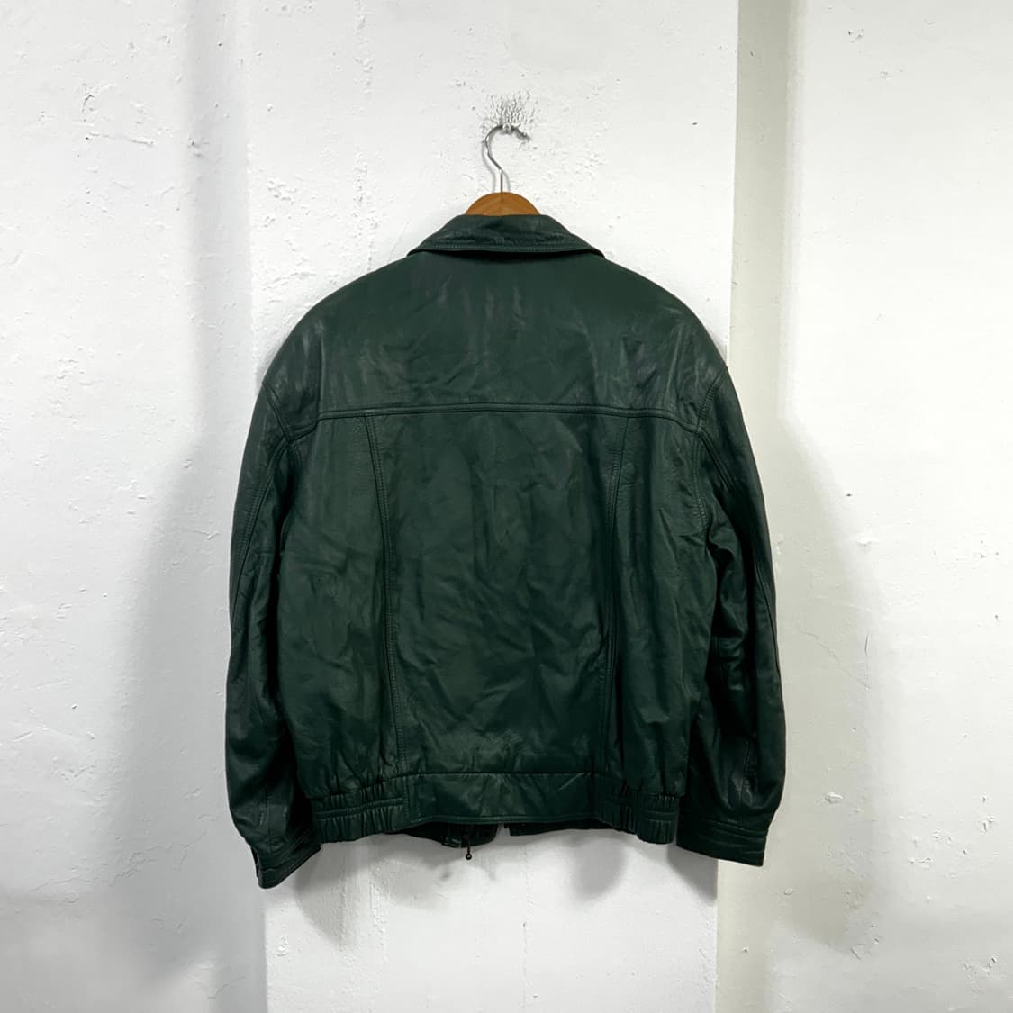 VINTAGE 그린 레더 봄버  상품이미지6