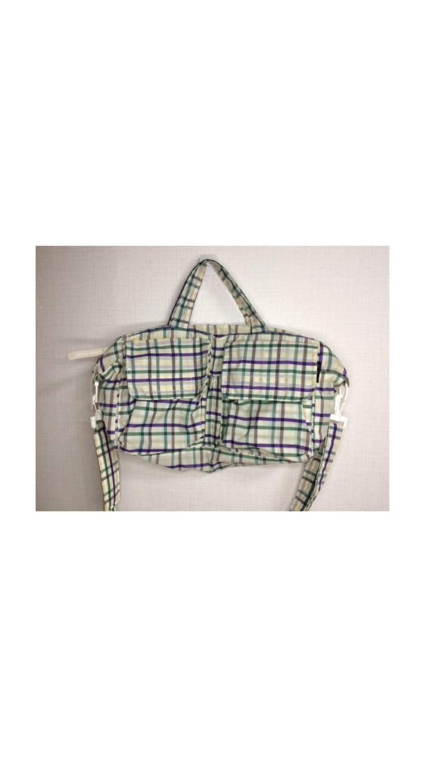 츠모리 치사토 그린 퍼플 체크 경량 토트백 크로스백 상품이미지2