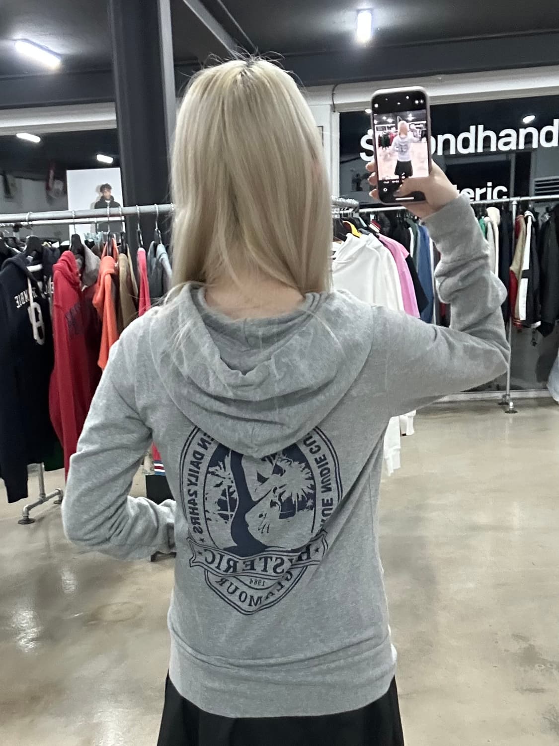 히스테릭 글래머 백로고 그레이 후드 집업 상품이미지3