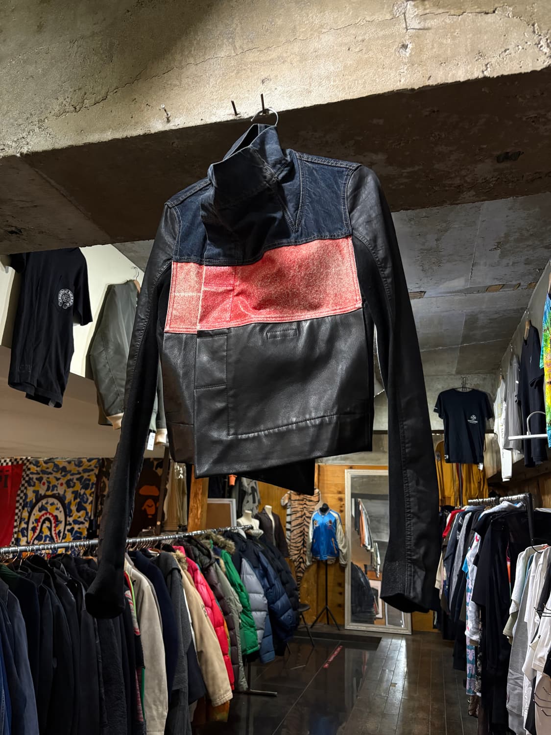 Rick Owens 릭오웬스 아카이브 레더 & 데님 사선 자켓 상품이미지1