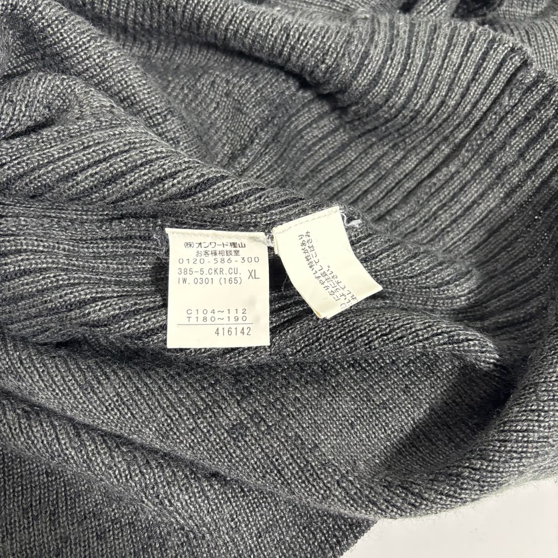 XL 캘빈클라인 CK 재팬 차콜 니트집업 상품이미지6