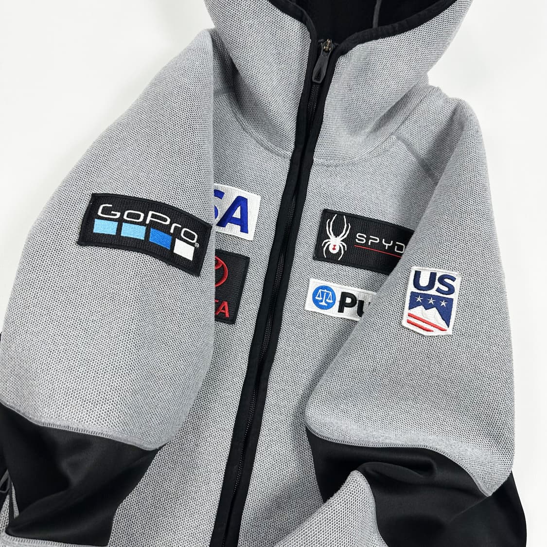 스파이더 US 스키 팀 후드집업 그레이 블랙 L 상품이미지4