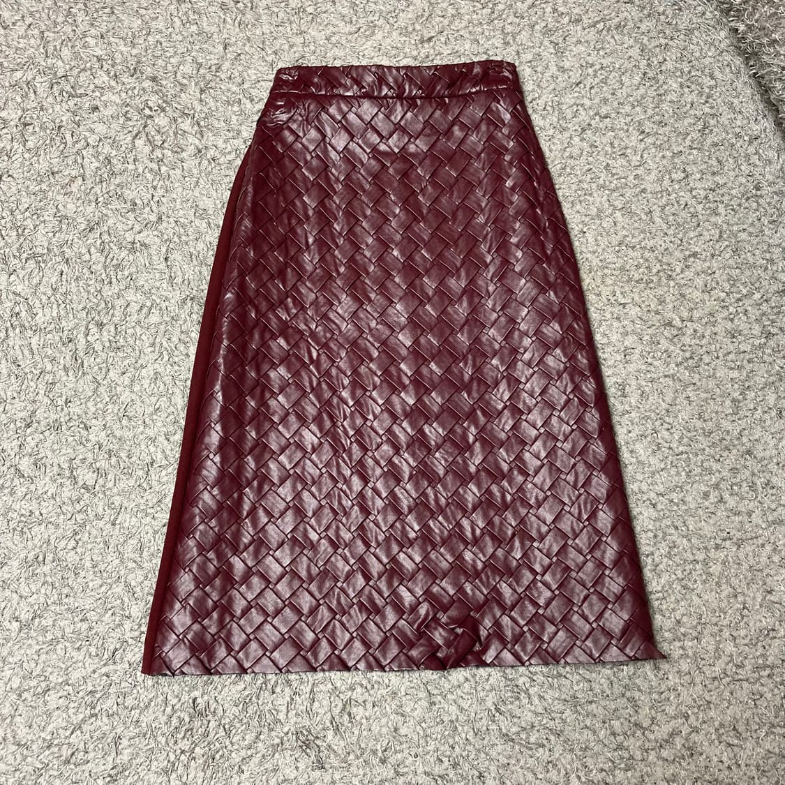버건디 페이크레더 스커트 상품이미지1