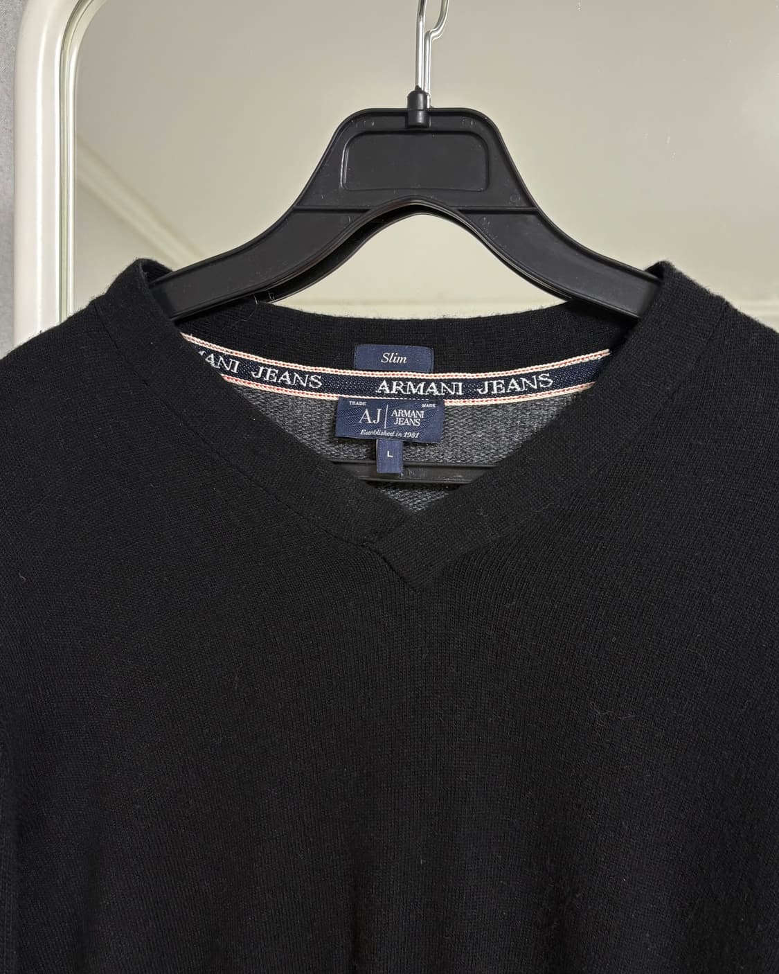 알마니익스체인지 배색 어깨단추절개 긴팔 롱슬리브리스 니트 상품이미지5