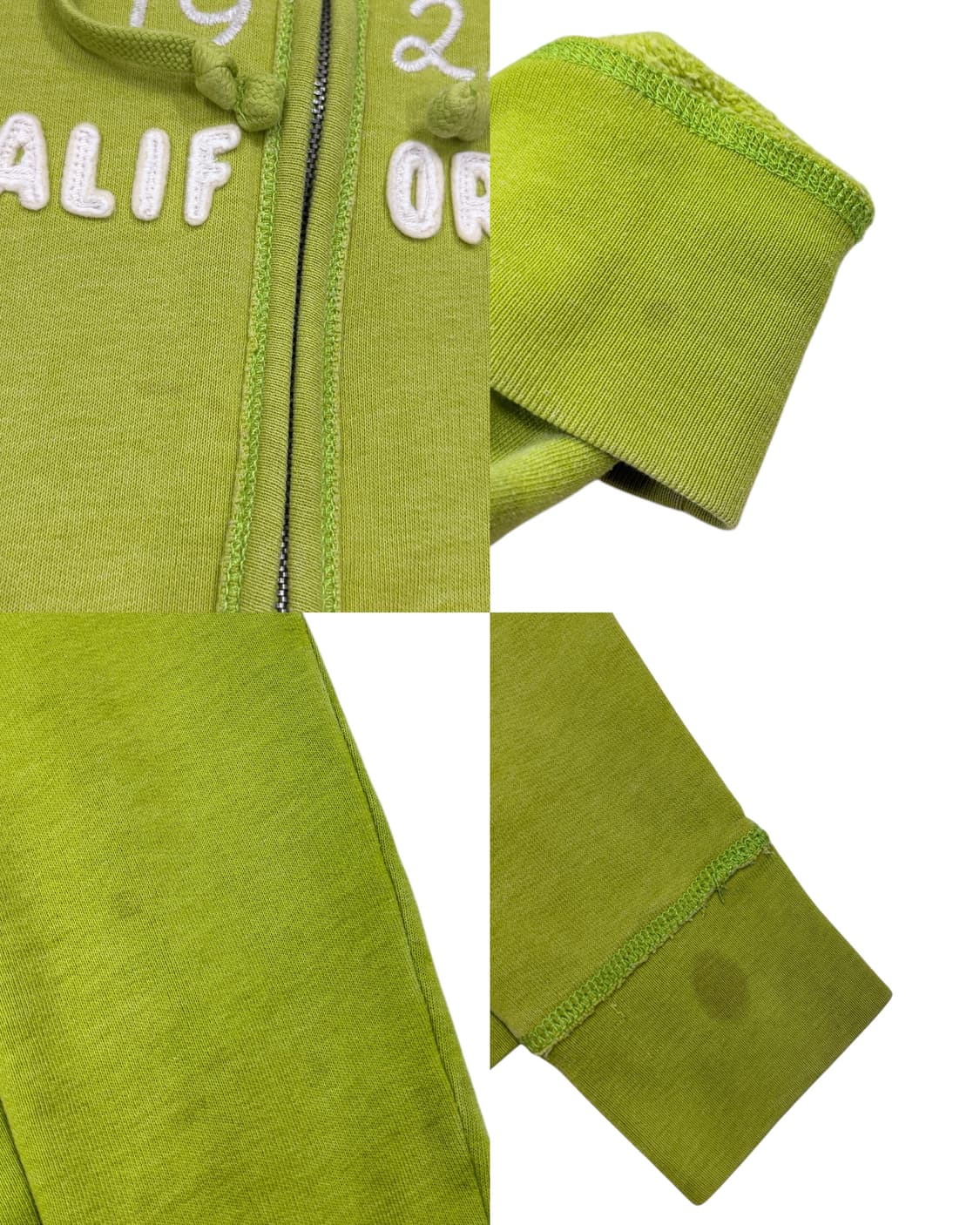 홀리스터 빈티지 Y2K 스펠로고 기모 라임 후드집업 자켓 L 상품이미지5