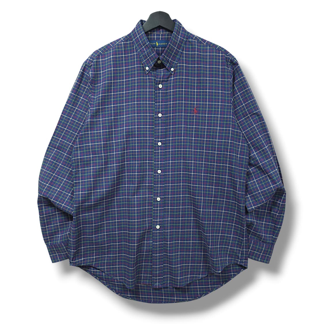 [L] 폴로 네이비 타탄체크 버건디포니 코튼 긴팔셔츠 상품이미지1
