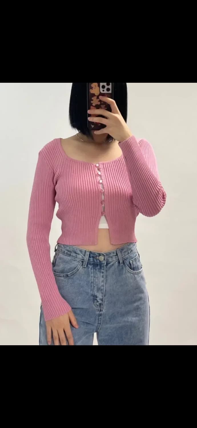 이사야클로딩 스퀘어넥 가디건🩷 상품이미지1