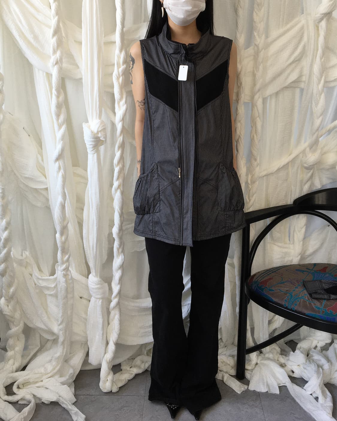 2way stripe pattern vest & jacket 상품이미지8