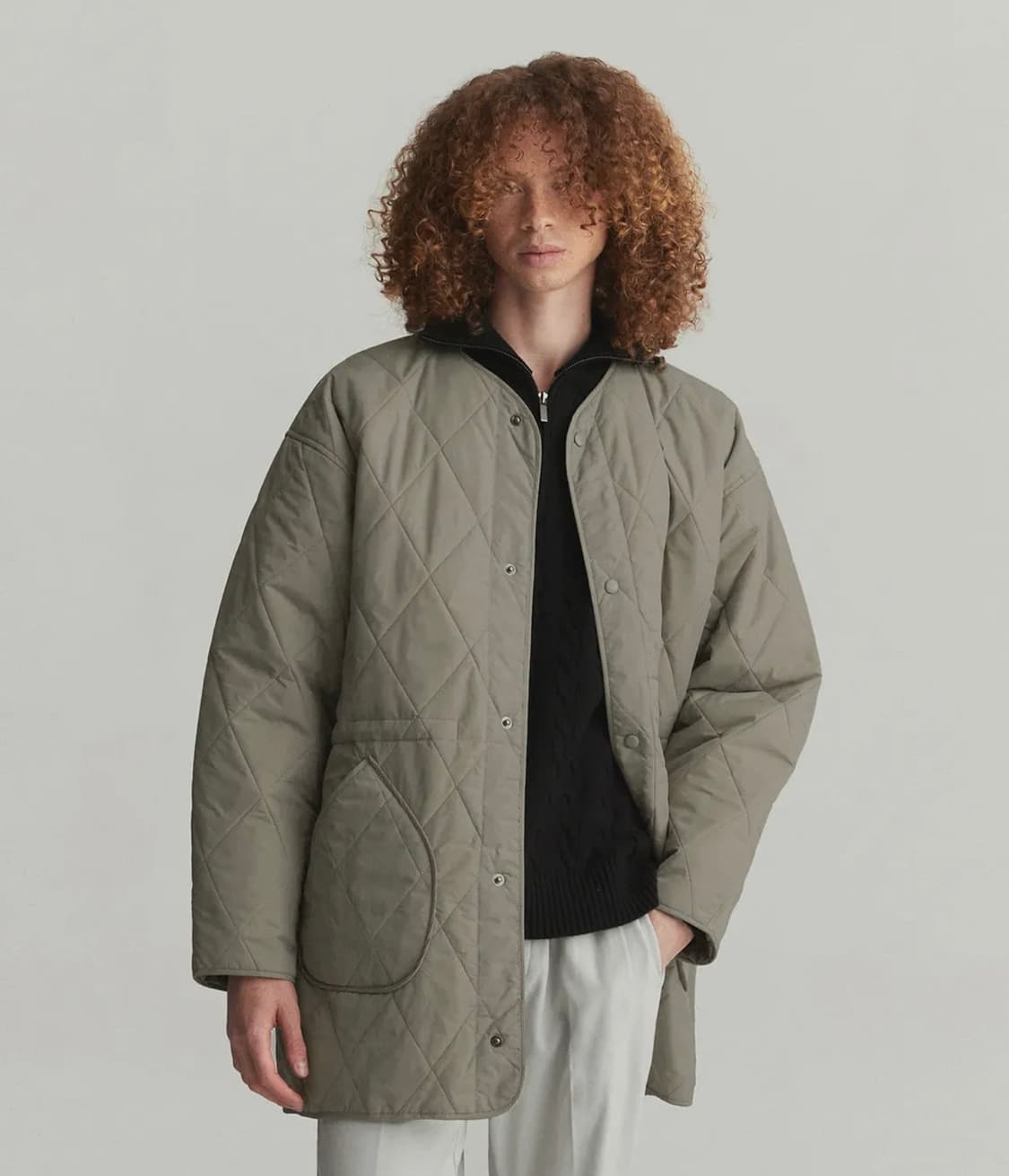 퀼팅 롱 점퍼 베이지 L - 새상품 상품이미지1