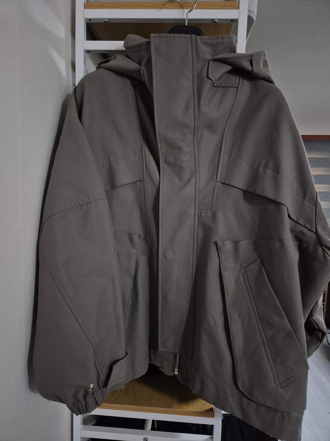 시스템옴므 오버사이즈 후드 점퍼 세피아그레이 상품이미지1