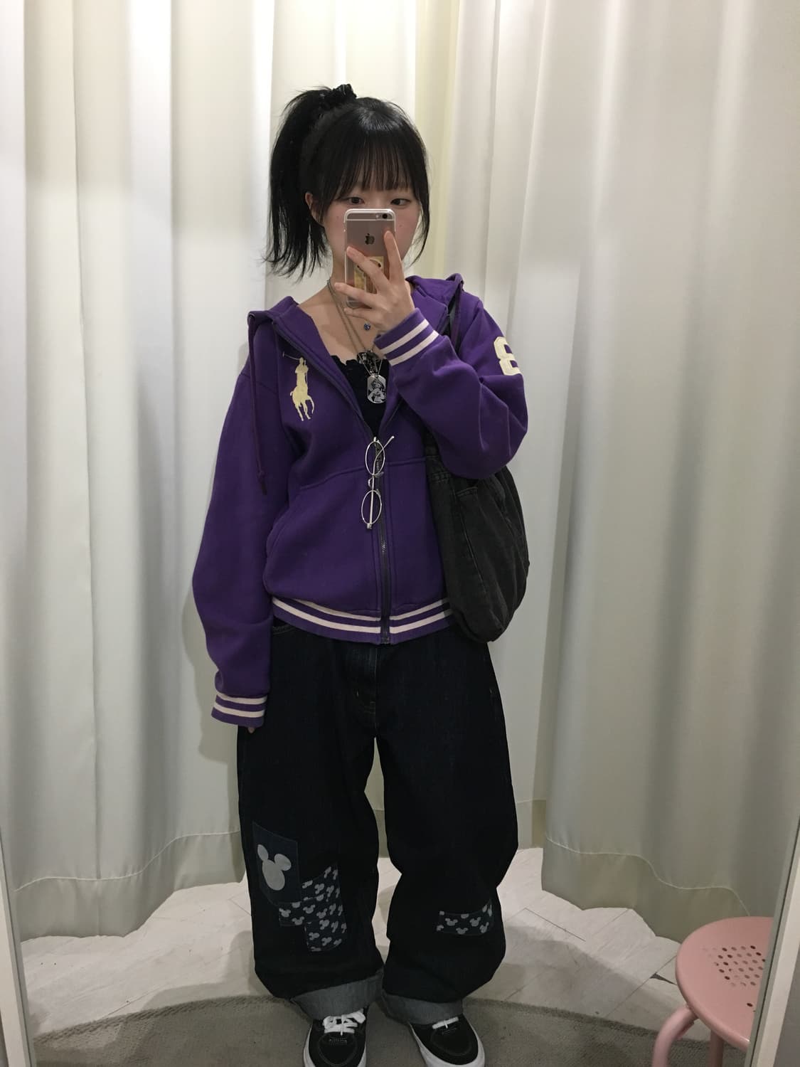 폴로 퍼플 자수 패치 후드집업 상품이미지2